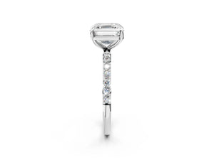 White gold Asscher Cut Diamond Pavé Band Solitaire Ring with Four-Prong Setting_92