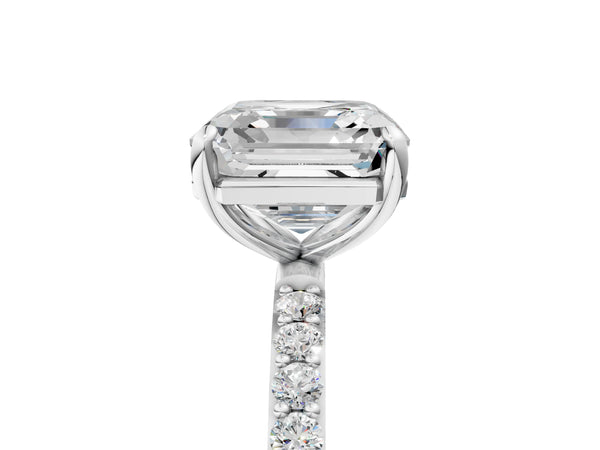 White gold Asscher Cut Diamond Pavé Band Solitaire Ring with Four-Prong Setting_95