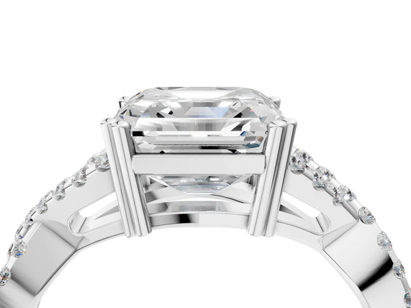 White gold Asscher Solitaire Twist Band with Pavé Setting and Four-Prong Setting_22