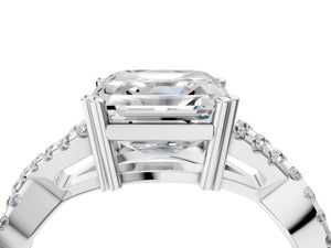 White gold Asscher Solitaire Twist Band with Pavé Setting and Four-Prong Setting_70