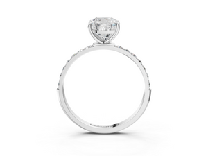 White gold Cushion Cut Diamond Pavé Band Solitaire Ring with Four-Prong Setting_27