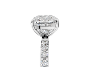 White gold Cushion Cut Diamond Pavé Band Solitaire Ring with Four-Prong Setting_29