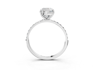 White gold Cushion Cut Diamond Pavé Band Solitaire Ring with Four-Prong Setting_3