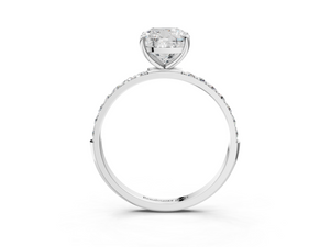 White gold Cushion Cut Diamond Pavé Band Solitaire Ring with Four-Prong Setting_63