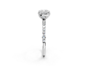 White gold Cushion Cut Diamond Pavé Band Solitaire Ring with Four-Prong Setting_68