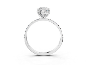 White gold Cushion Cut Diamond Pavé Band Solitaire Ring with Four-Prong Setting_69