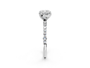 White gold Cushion Cut Diamond Pavé Band Solitaire Ring with Four-Prong Setting_74