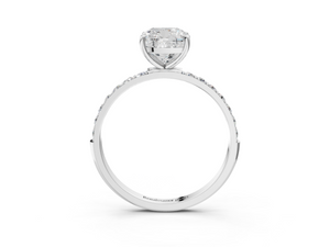White gold Cushion Cut Diamond Pavé Band Solitaire Ring with Four-Prong Setting_87