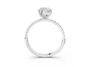 White gold Cushion Cut Diamond Pavé Band Solitaire Ring with Four-Prong Setting_93