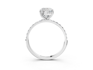 White gold Cushion Cut Diamond Pavé Band Solitaire Ring with Four-Prong Setting_99