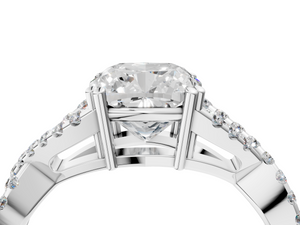 White gold Cushion Solitaire Twist Band with Pavé Setting and Four-Prong Setting_4