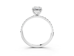 White gold Emerald Cut Diamond Pavé Band Solitaire Ring with Four-Prong Setting_105