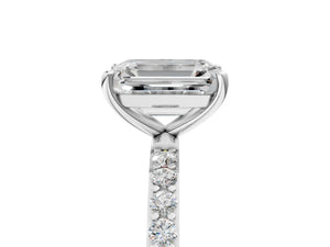 White gold Emerald Cut Diamond Pavé Band Solitaire Ring with Four-Prong Setting_29