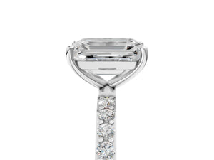White gold Emerald Cut Diamond Pavé Band Solitaire Ring with Four-Prong Setting_35