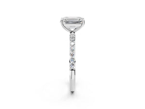 White gold Emerald Cut Diamond Pavé Band Solitaire Ring with Four-Prong Setting_38
