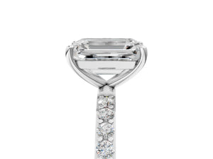 White gold Emerald Cut Diamond Pavé Band Solitaire Ring with Four-Prong Setting_41