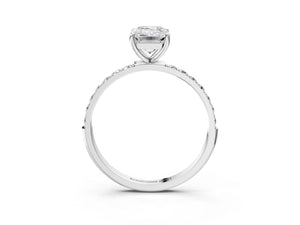 White gold Emerald Cut Diamond Pavé Band Solitaire Ring with Four-Prong Setting_45
