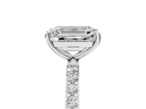 White gold Emerald Cut Diamond Pavé Band Solitaire Ring with Four-Prong Setting_47