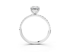 White gold Emerald Cut Diamond Pavé Band Solitaire Ring with Four-Prong Setting_51