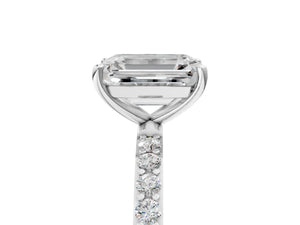 White gold Emerald Cut Diamond Pavé Band Solitaire Ring with Four-Prong Setting_53