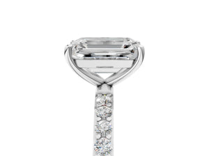 White gold Emerald Cut Diamond Pavé Band Solitaire Ring with Four-Prong Setting_65