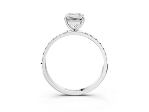 White gold Emerald Cut Diamond Pavé Band Solitaire Ring with Four-Prong Setting_69