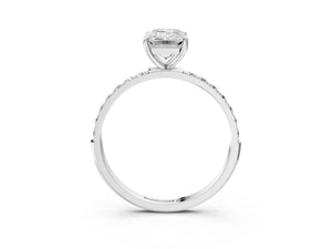 White gold Emerald Cut Diamond Pavé Band Solitaire Ring with Four-Prong Setting_75