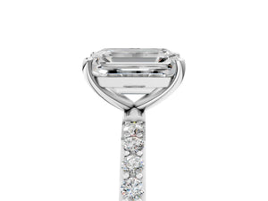 White gold Emerald Cut Diamond Pavé Band Solitaire Ring with Four-Prong Setting_83