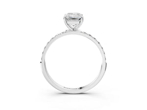 White gold Emerald Cut Diamond Pavé Band Solitaire Ring with Four-Prong Setting_87