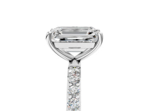 White gold Emerald Cut Diamond Pavé Band Solitaire Ring with Four-Prong Setting_95