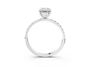 White gold Emerald Cut Diamond Pavé Band Solitaire Ring with Four-Prong Setting_99