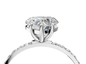 White gold Heart Cut Diamond Pavé Band Solitaire Ring with Four-Prong Setting_100