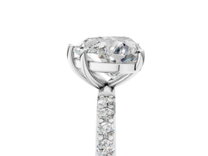 White gold Heart Cut Diamond Pavé Band Solitaire Ring with Four-Prong Setting_107
