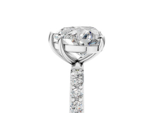 White gold Heart Cut Diamond Pavé Band Solitaire Ring with Four-Prong Setting_113