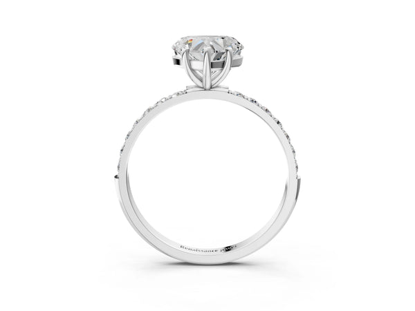 White gold Heart Cut Diamond Pavé Band Solitaire Ring with Four-Prong Setting_15