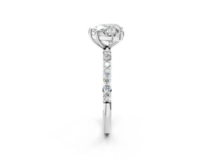 White gold Heart Cut Diamond Pavé Band Solitaire Ring with Four-Prong Setting_20