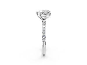 White gold Heart Cut Diamond Pavé Band Solitaire Ring with Four-Prong Setting_2