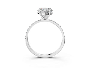 White gold Heart Cut Diamond Pavé Band Solitaire Ring with Four-Prong Setting_39