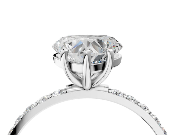 White gold Heart Cut Diamond Pavé Band Solitaire Ring with Four-Prong Setting_46