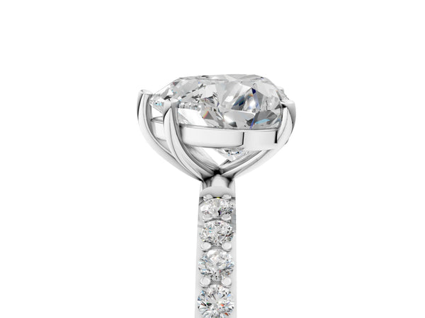 White gold Heart Cut Diamond Pavé Band Solitaire Ring with Four-Prong Setting_47