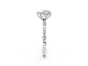 White gold Heart Cut Diamond Pavé Band Solitaire Ring with Four-Prong Setting_56
