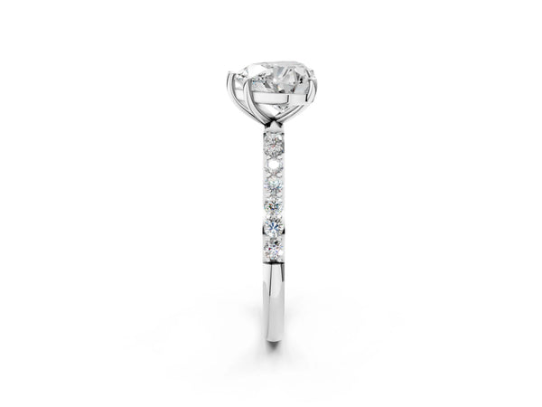 White gold Heart Cut Diamond Pavé Band Solitaire Ring with Four-Prong Setting_56