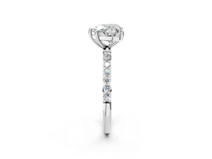 White gold Heart Cut Diamond Pavé Band Solitaire Ring with Four-Prong Setting_62