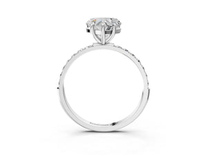 White gold Heart Cut Diamond Pavé Band Solitaire Ring with Four-Prong Setting_63