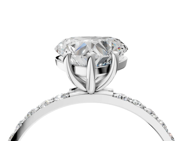 White gold Heart Cut Diamond Pavé Band Solitaire Ring with Four-Prong Setting_70