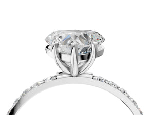 White gold Heart Cut Diamond Pavé Band Solitaire Ring with Four-Prong Setting_82