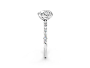 White gold Heart Cut Diamond Pavé Band Solitaire Ring with Four-Prong Setting_86
