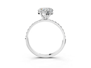 White gold Heart Cut Diamond Pavé Band Solitaire Ring with Four-Prong Setting_87