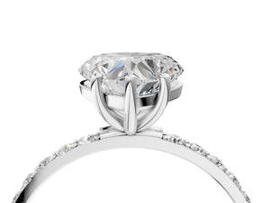 White gold Heart Cut Diamond Pavé Band Solitaire Ring with Four-Prong Setting_94