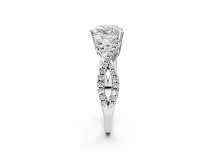 White gold Heart Solitaire Twist Band with Pavé Setting and Four-Prong Setting_14